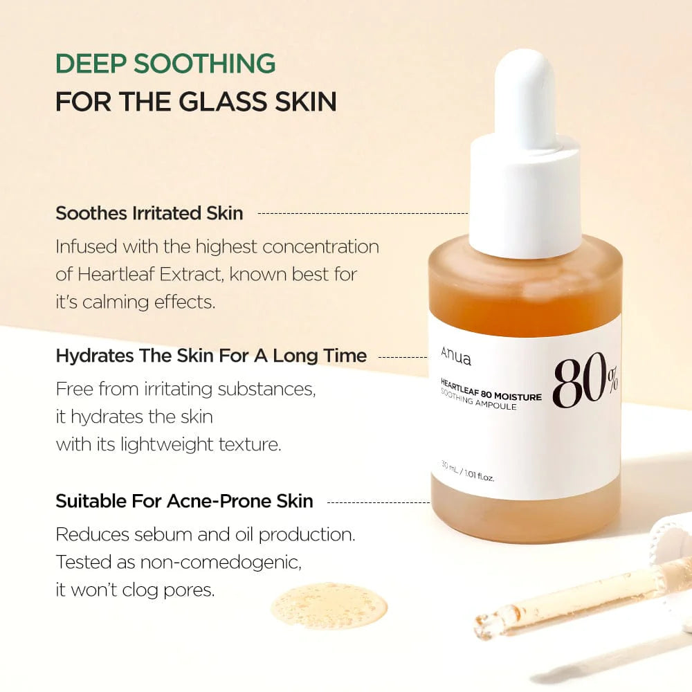 ANUA Heartleaf 80% Moisture Soothing Ampoule - 30ml