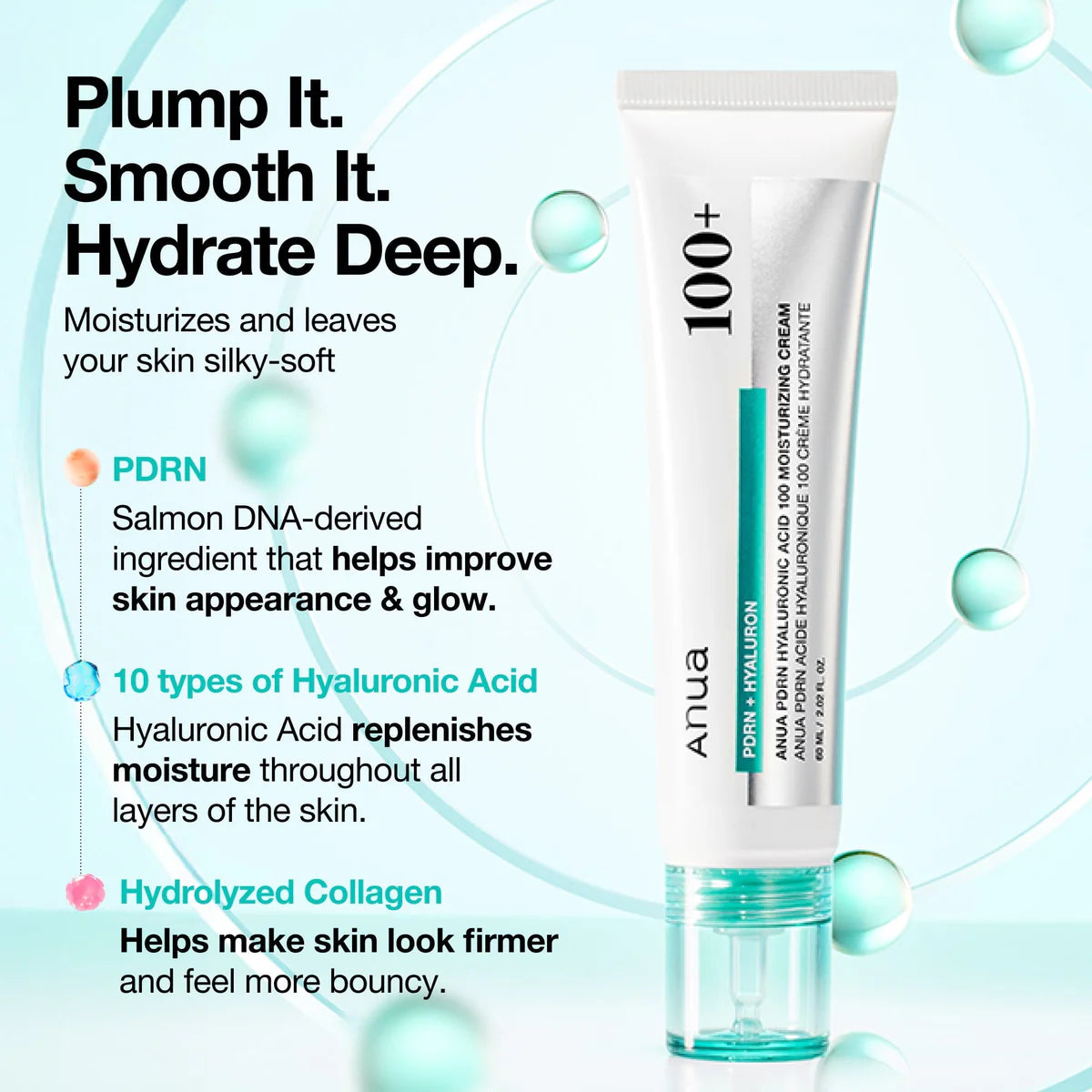 ANUA PDRN Hyaluronic Acid 100 Moisturising Cream - 60ml