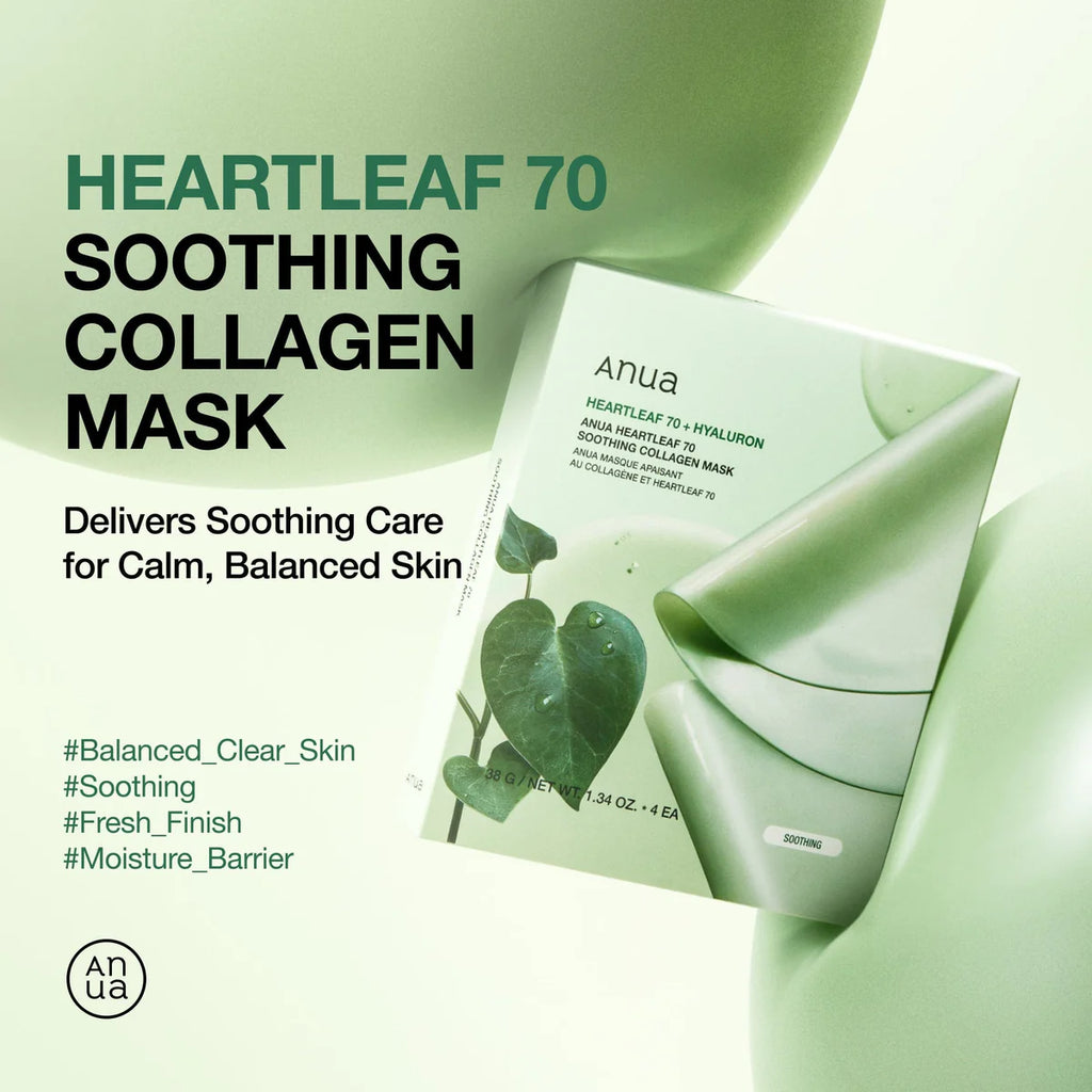 ANUA Heartleaf 70 Soothing Collagen Mask (4 Sheets) - 38g