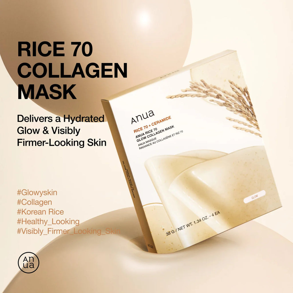 ANUA Rice 70 Glow Collagen Mask (4 Sheets) - 38g