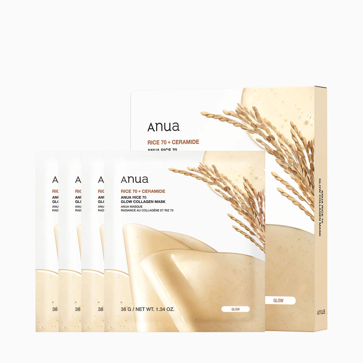 ANUA Rice 70 Glow Collagen Mask (4 Sheets) - 38g