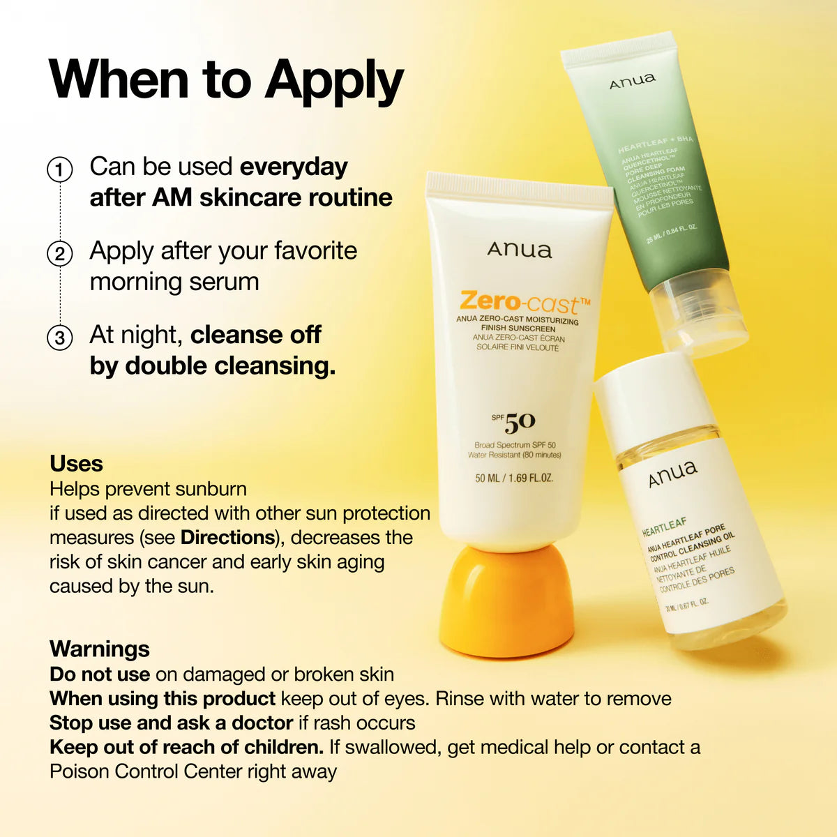 ANUA Zero-Cast Moisturising Finish Sunscreen - 50ml