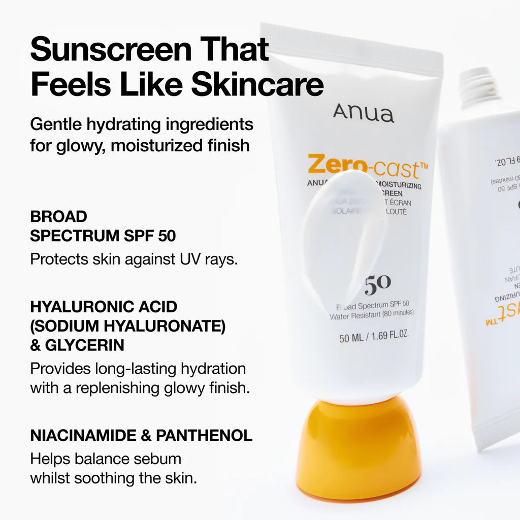 ANUA Zero-Cast Moisturising Finish Sunscreen - 50ml